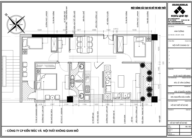 Thiết kế nội thất chung cư 113 Trung Kính - Bố trí mặt bằng tổng thể